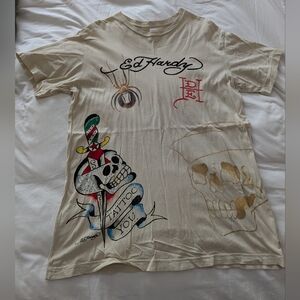 Ed Hardy Tan Graphic Skull Tee